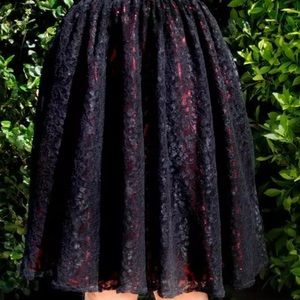 Black Lace Knee-length Skirt. Ameynra Design. New